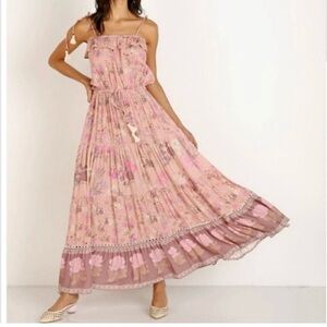 Spell Pink Desert bloom Smocked Maxi Dress